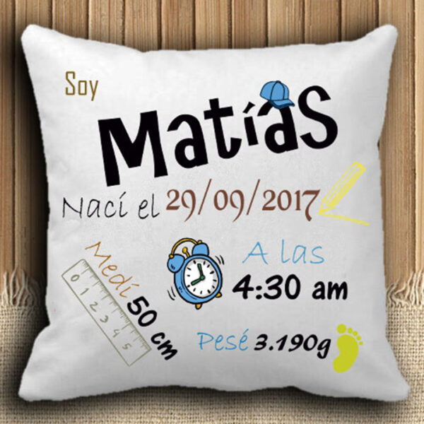 Cojin Personalizado con datos de Bebé - Imagen 2