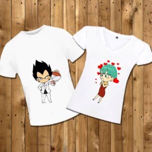 Camisetas Pareja Vegeta y Bulma Flores