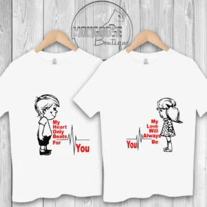 Camisetas Blancas Pareja "My Heart Only beats for you.."