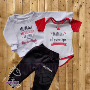 Combo Body + Buzo Blanco con Pantalon para bebé hasta 1 Año