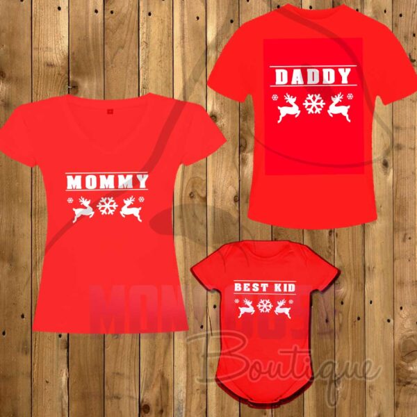 Camisetas Familia Navidad MOMMY DADDY BEST KID
