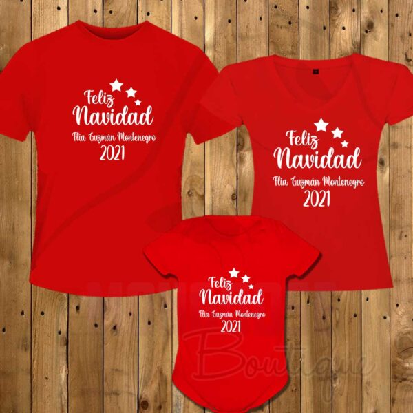 Camisetas con Apellido "FELIZ NAVIDAD"