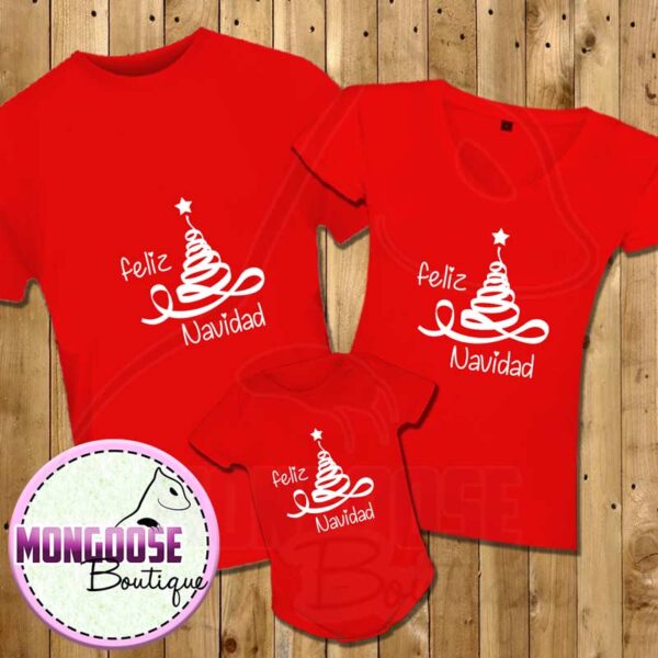 Camisetas Rojas Familia "Feliz Navidad"
