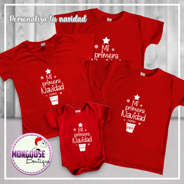 Camisetas Rojas "mi 1ra Navidad como" x4