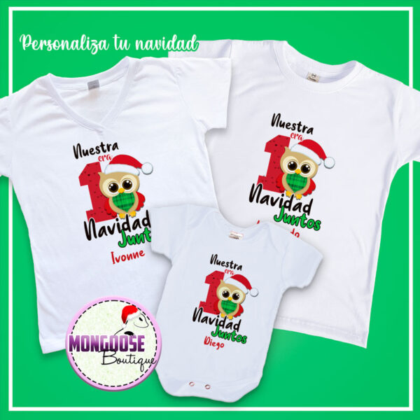 Camisetas "1ra Navidad buhos"