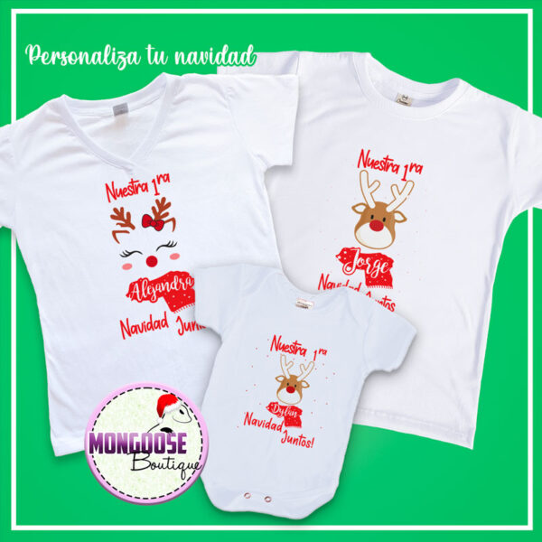 Camisetas "1ra Navidad juntos Renos niño"