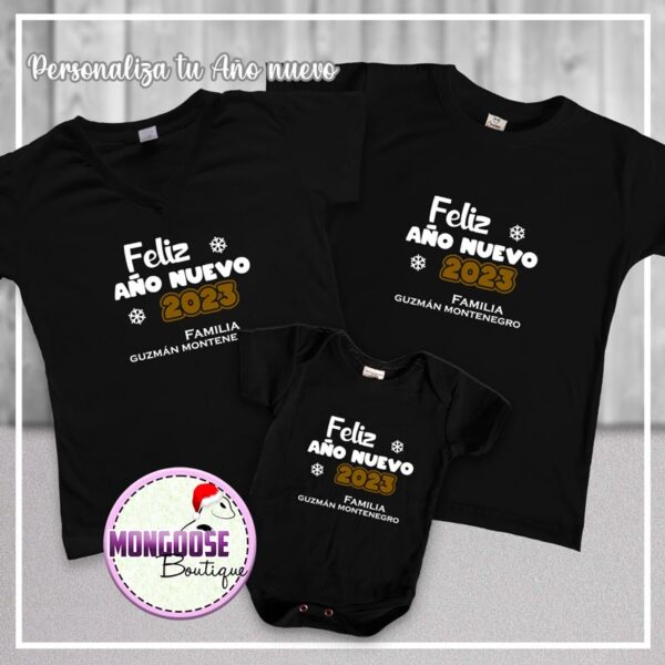 Camisetas Negras "Feliz Año Nuevo"