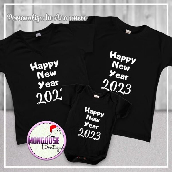 Camisetas Negras "Happy New Year"