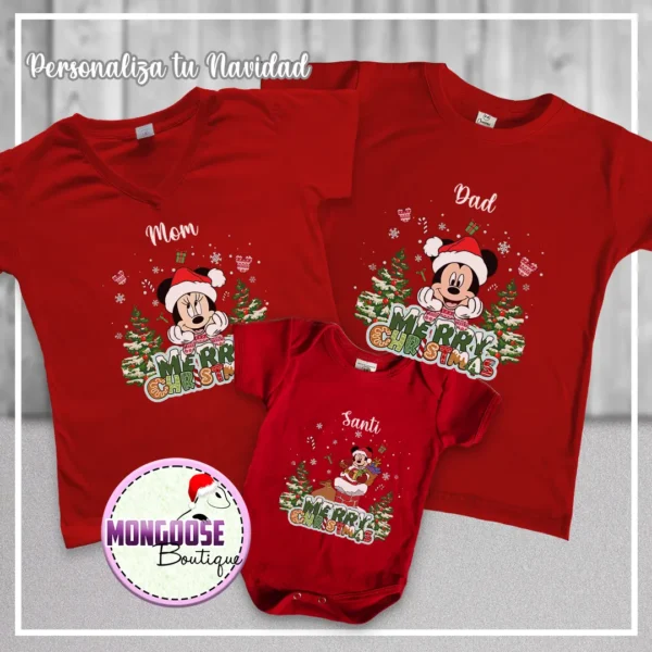 Camisetas Rojas "Mickey Minnie Baby Navidad"