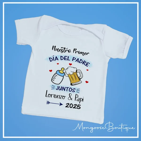 Camiseta Bebé "Día del Padre" Tetero y Cerveza - Imagen 2