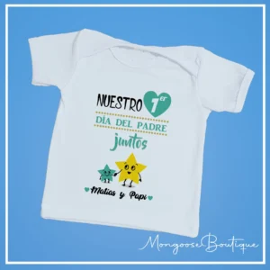 Camiseta Bebé "Primer Día del Padre" Estrellas Verdes