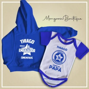 Combo Bebé Body + Buzo "HINCHA EMBAJADOR" Blanco