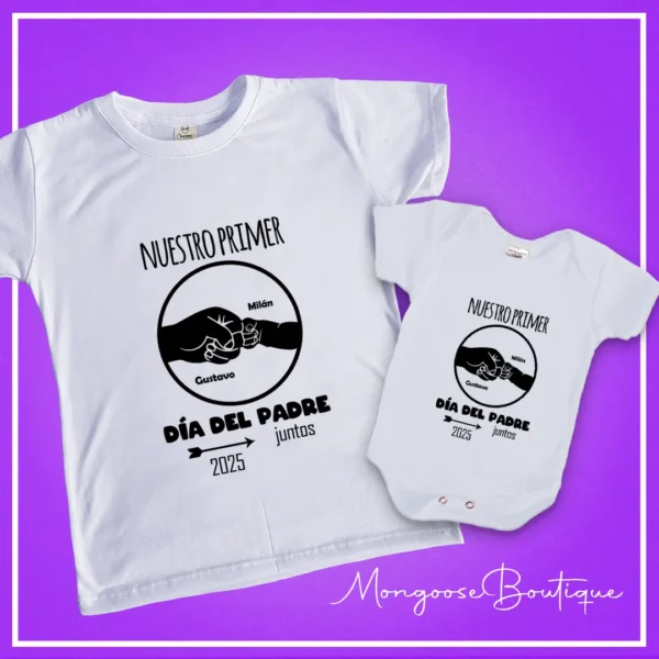Combo Bebé "Primer Dia del padre" Puños blancas