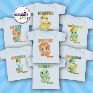Semanario Camiseta Bebé "Dinosaurios Niño"
